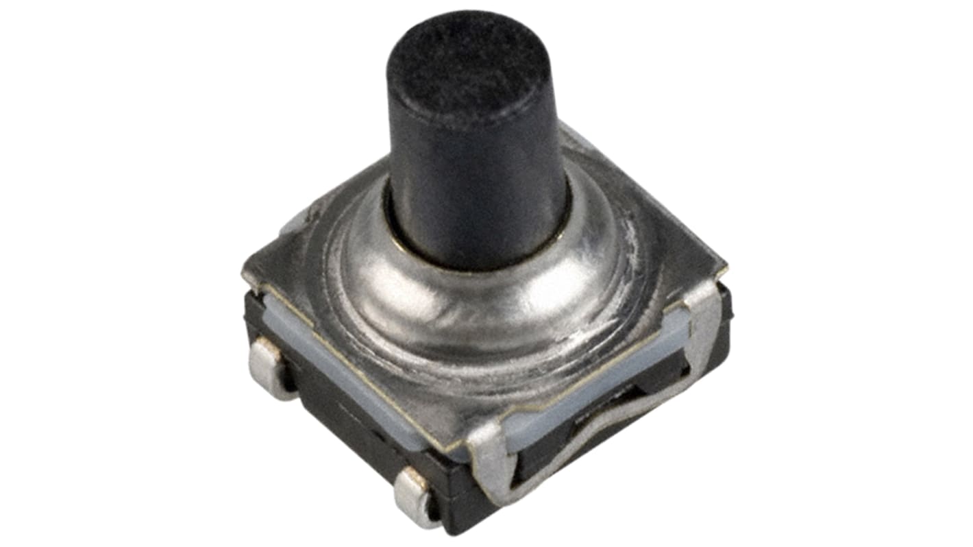 C & K  Omskifter med følelig respons, 1-polet skifte, 50 mA, 6.2 x 6.2 x 7.7mm, J-bukning