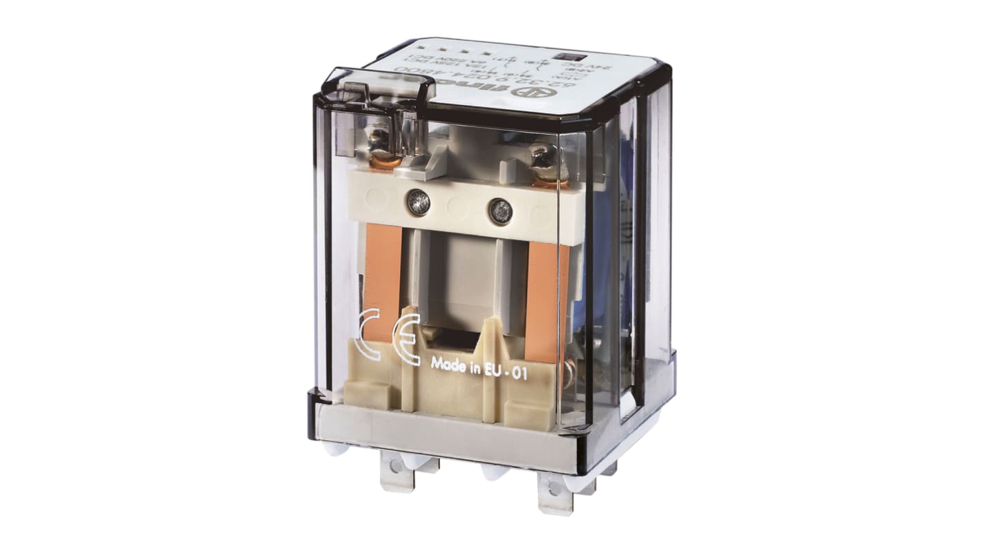Finder 24V dc Spule 2-poliger Wechsler Steckrelais 445Ω 1.3W Monostabiles Relais