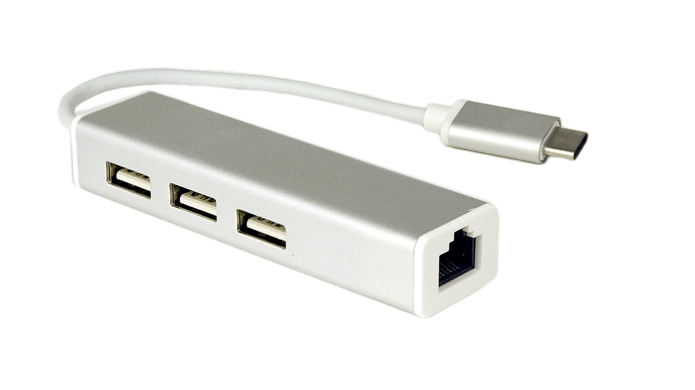 RS PRO 3 Port USB Network Adapter USB 3.1 USB C to RJ45