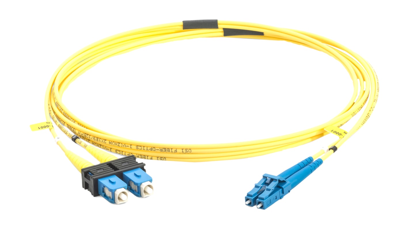 Rosenberger G652D Fibre Optic Cable, Yellow, 1m