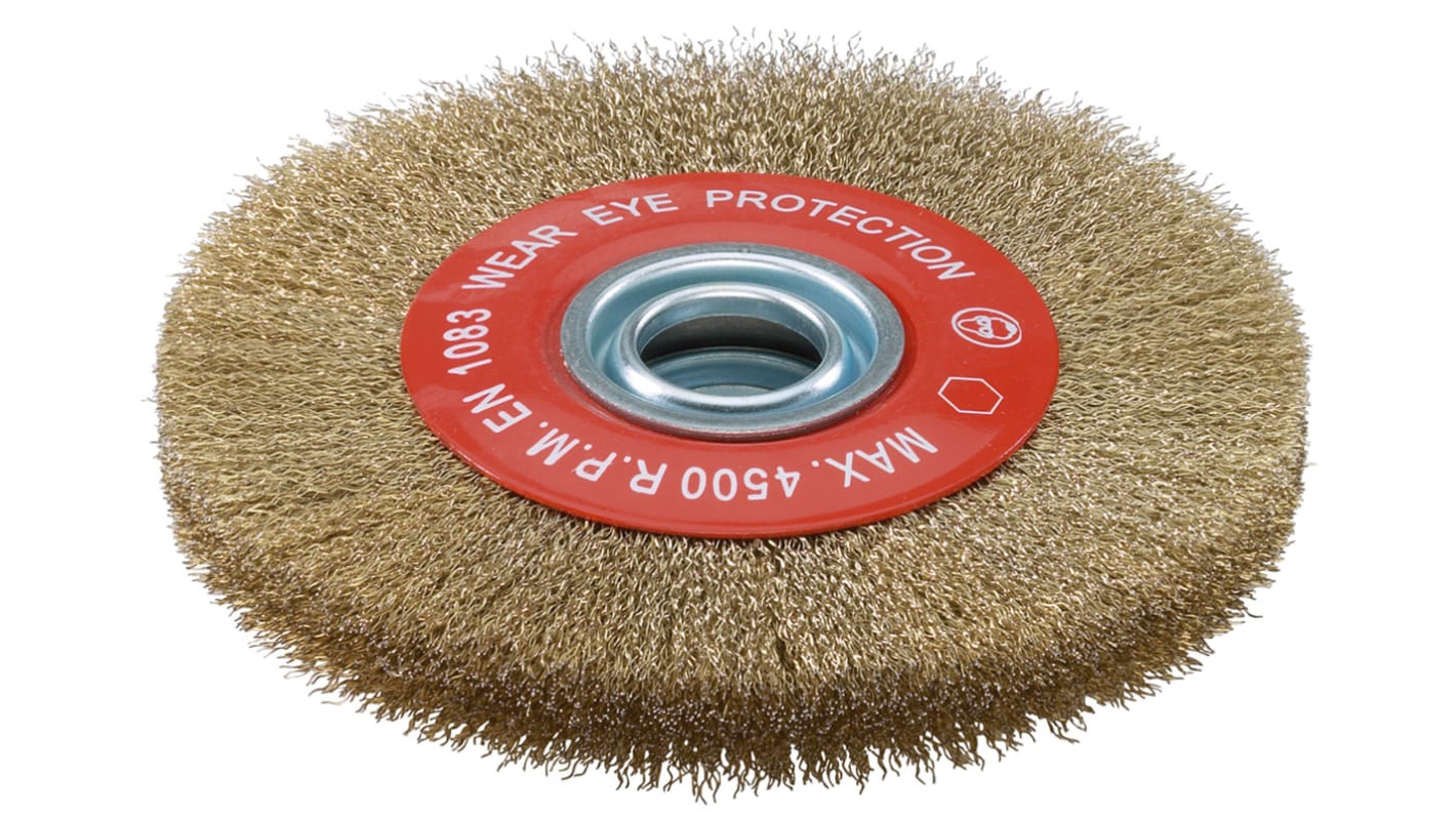 Cepillo abrasivo circular Sidamo, Ø 200mm, con alambres de Alambre de acero con revestimiento de latón