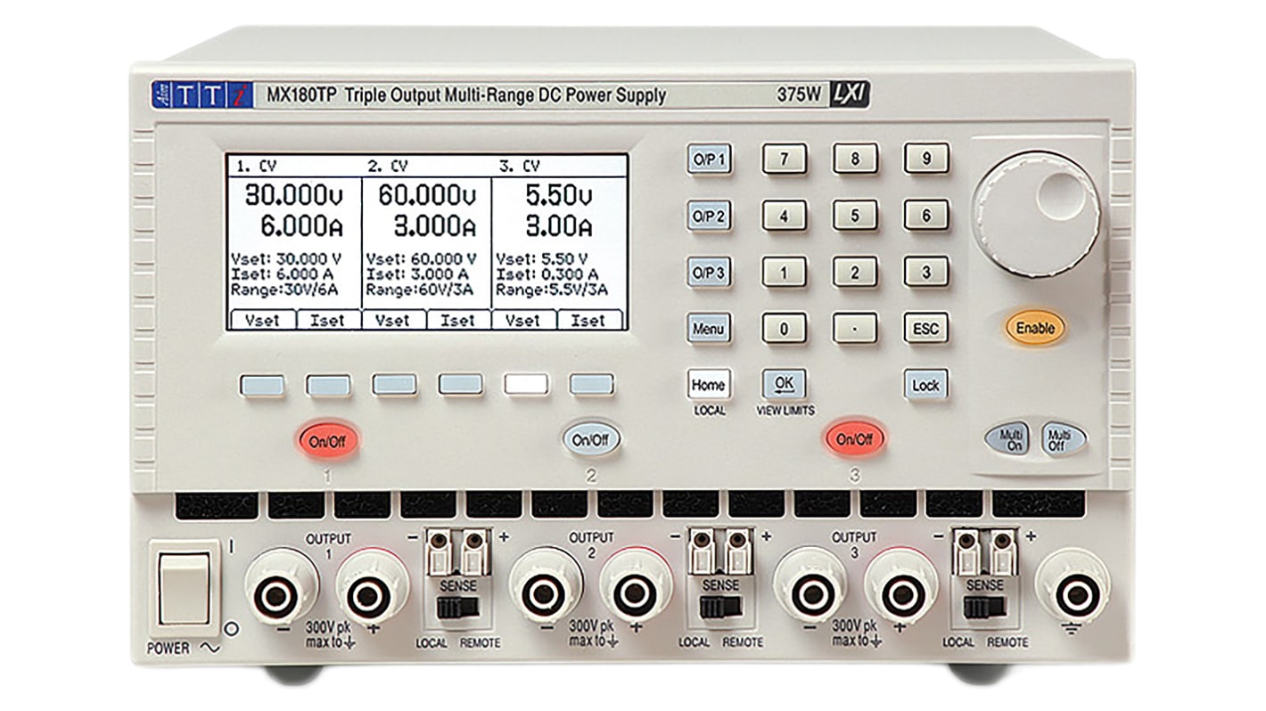 Alimentatore da banco Aim-TTi MX180TP, 3 uscite, 0 → 15V, 0 → 3A, 378W