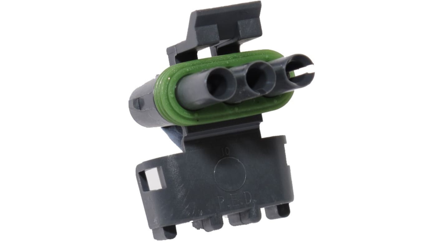 Delphi, Weather-Pack Automotive Connector Plug Grey Cable Mount 3 Way, Crimp Termination 12015384