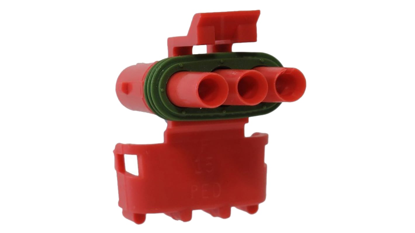 Delphi, Weather-Pack Automotive Connector Socket Red Cable Mount 3 Way, Crimp Termination 12015795