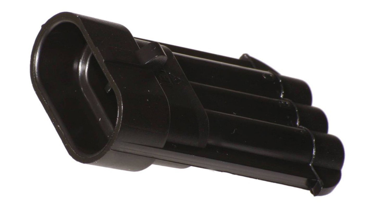 Delphi, Metri-Pack 150 Automotive Connector Plug Black Cable Mount 3 Way, Crimp Termination 12131195