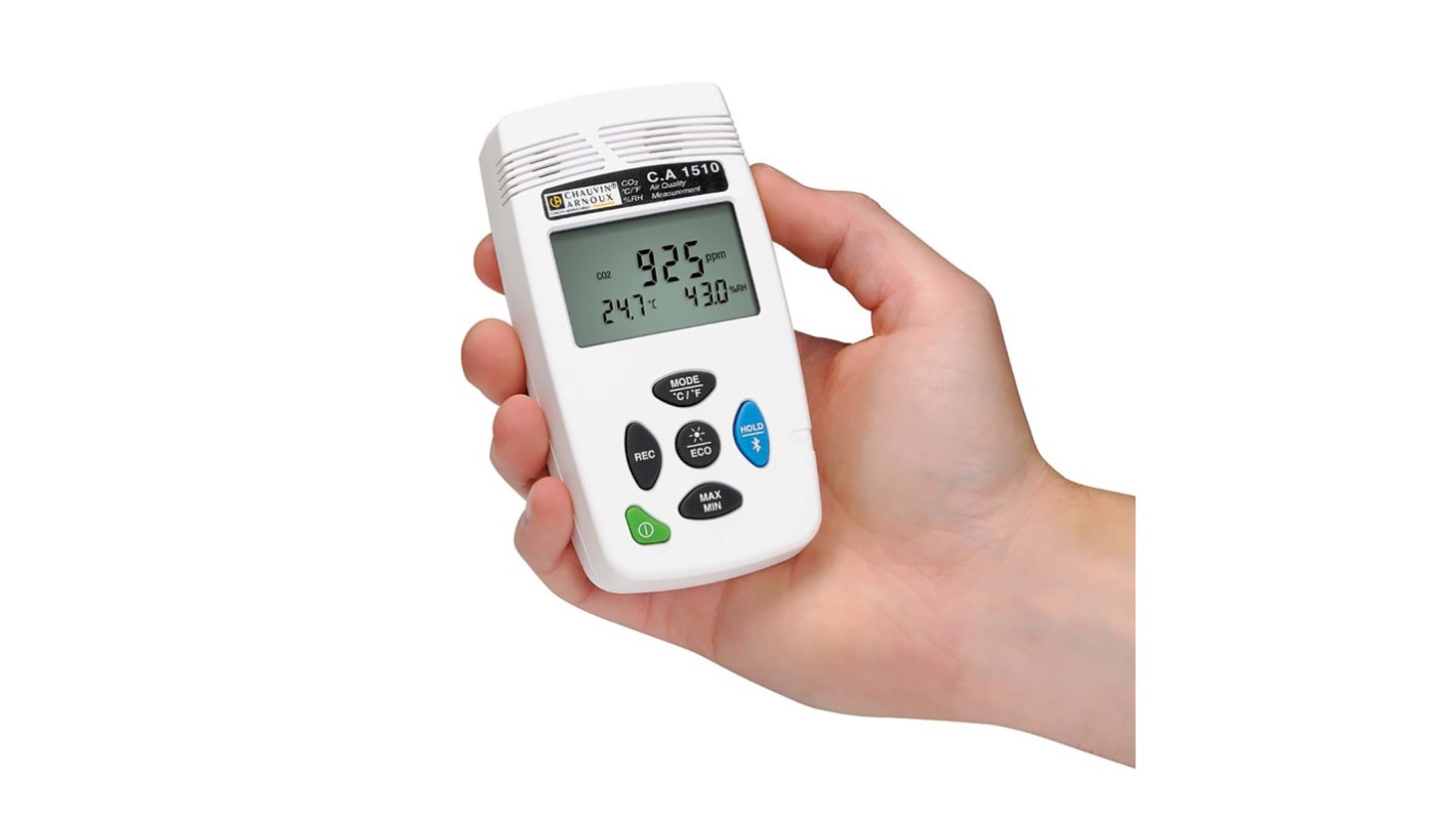 Chauvin Arnoux CA 1510 Data Logging Air Quality Monitor for CO2, Humidity, Temperature, +60°C Max, 95%RH Max,