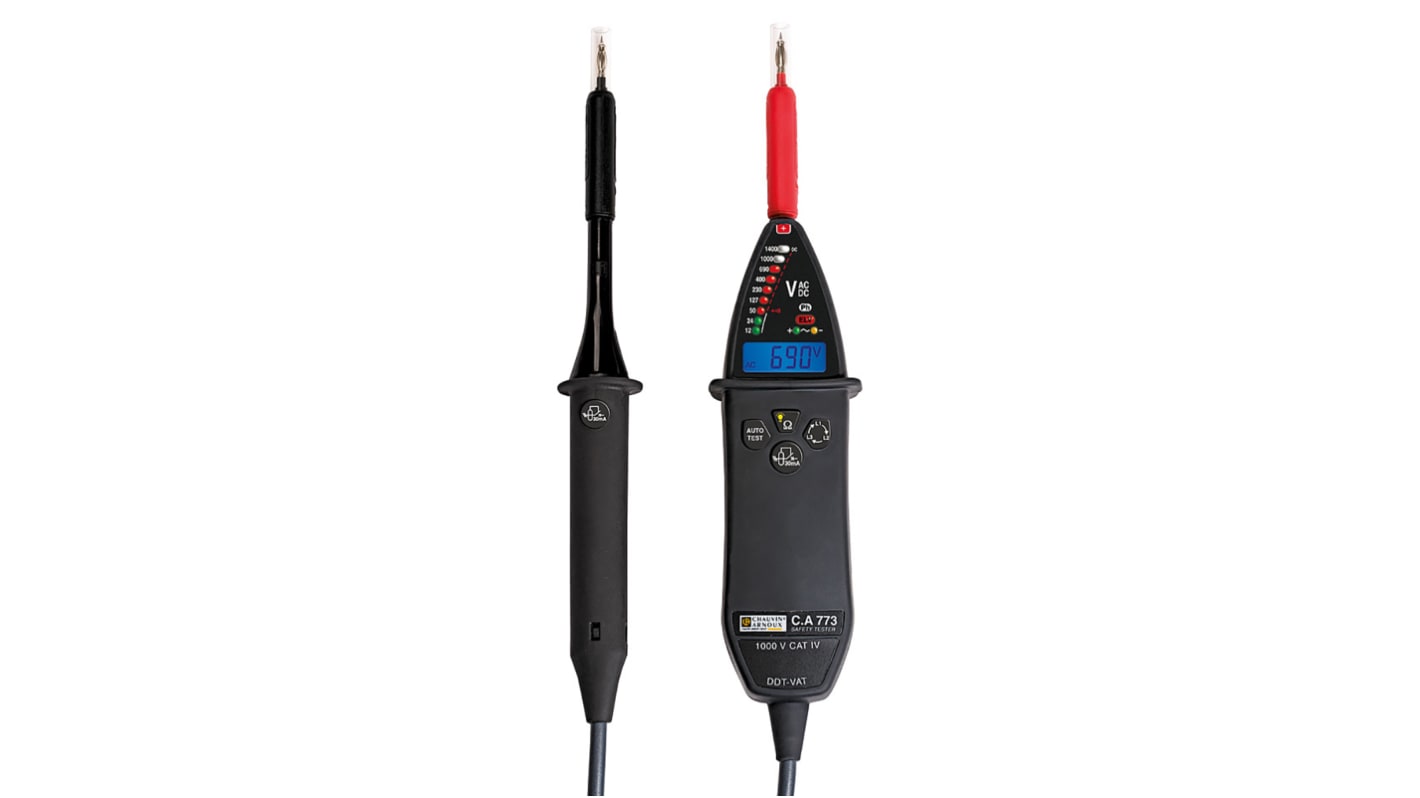 Tester di tensione Chauvin Arnoux, display , display LCD, LED, 1000 V ac, 1400V cc, IP65, Cert. LAT