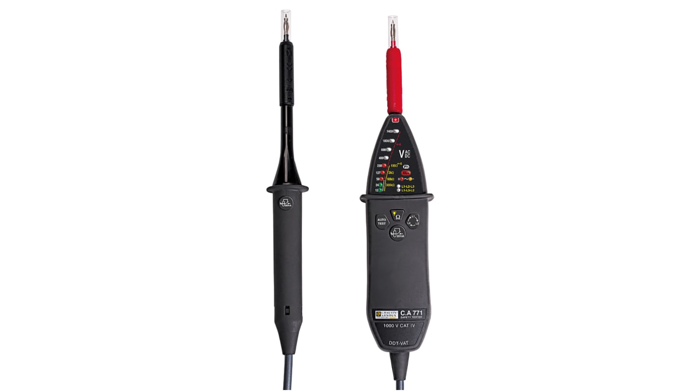 Chauvin Arnoux CA 771 IP2X, LED Voltage tester, 1000 V ac, 1400V dc, Continuity Check, Battery Powered, CAT IV