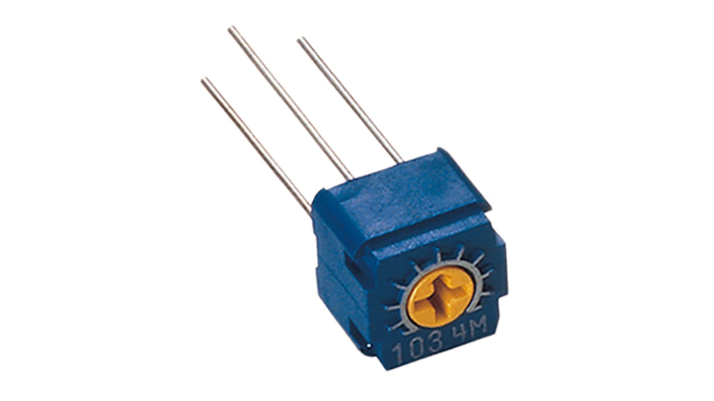 100kΩ, Through Hole Trimmer Potentiometer 0.5W Top Adjust Nidec Components, CT6