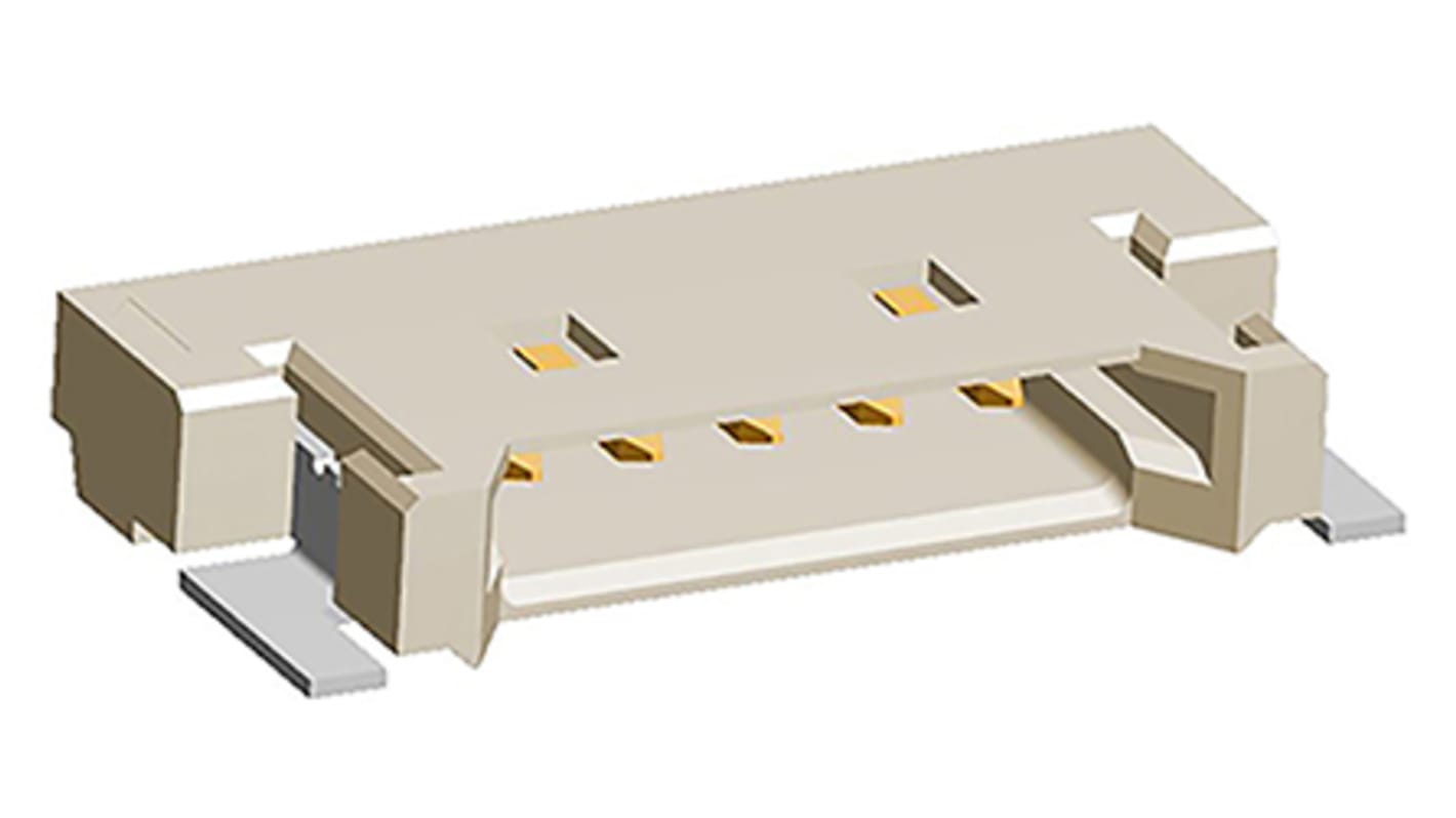Molex 5p单排排针 直角线对板连接器, 1.25mm间距, 1.0A, 125.0 V, SMT安装, PanelMate系列