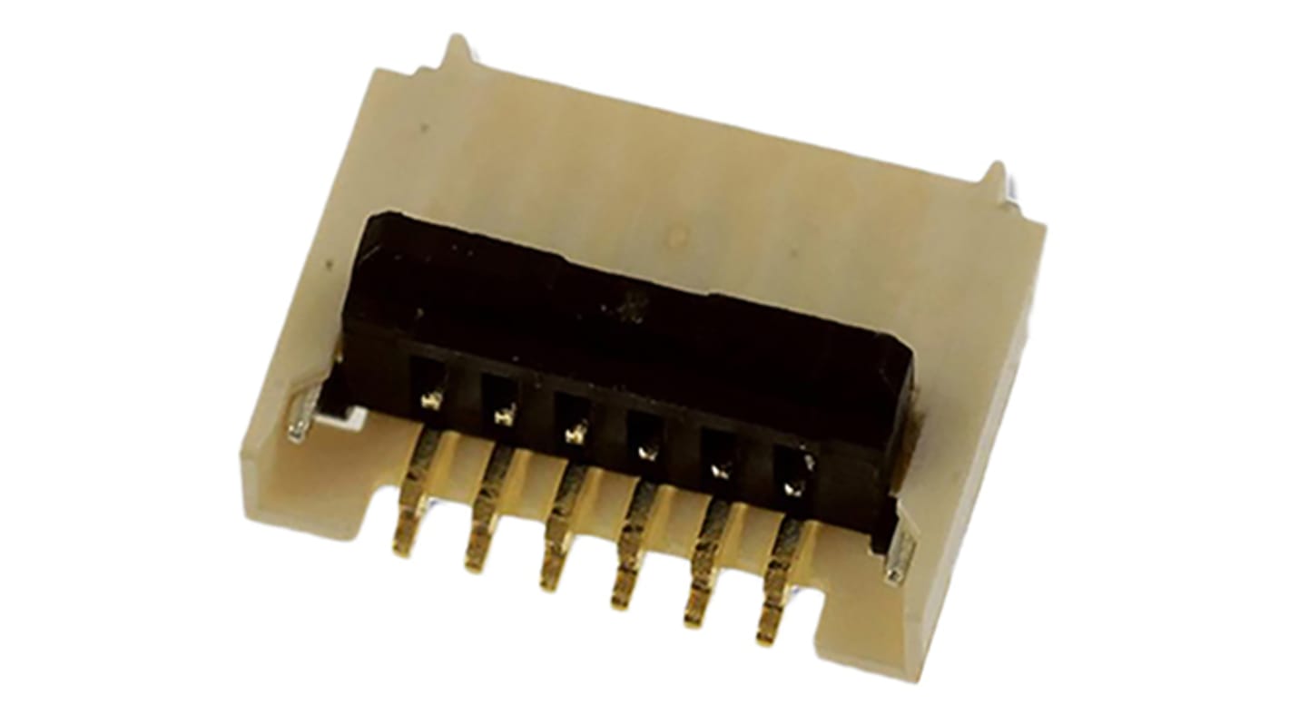 Molex FPC连接器, 公插, 6p, 0.5mm间距, 单排, SMT安装, 直角, 500mA, 50 V 交流/直流, Easy On系列