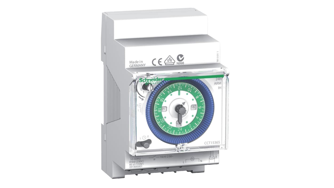 Schneider Electric 机械DIN导轨定时开关, 单通道, 250 V 交流电源, 可设天，小时，分钟，秒