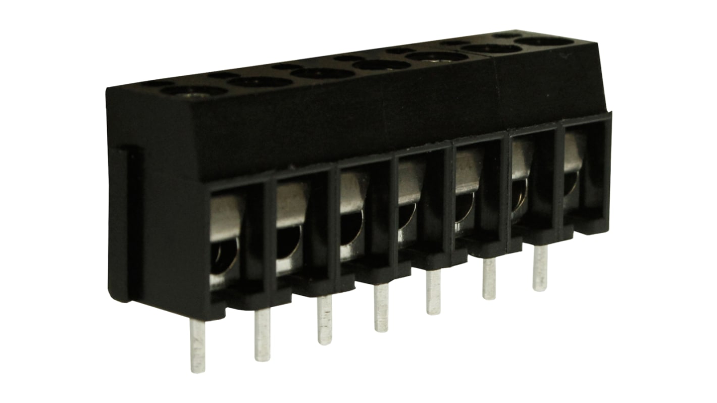 RS PRO PCB端子排, 7p, 5mm间距, 16A, 250 V, THT安装, 螺钉端接, 直向, 黑色