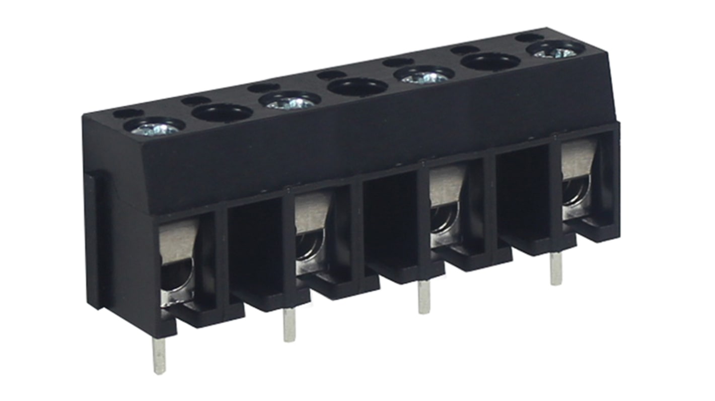 RS PRO PCB Terminal Block, 4-Contact, 10mm Pitch, Through Hole Mount, 1-Row, Screw Termination