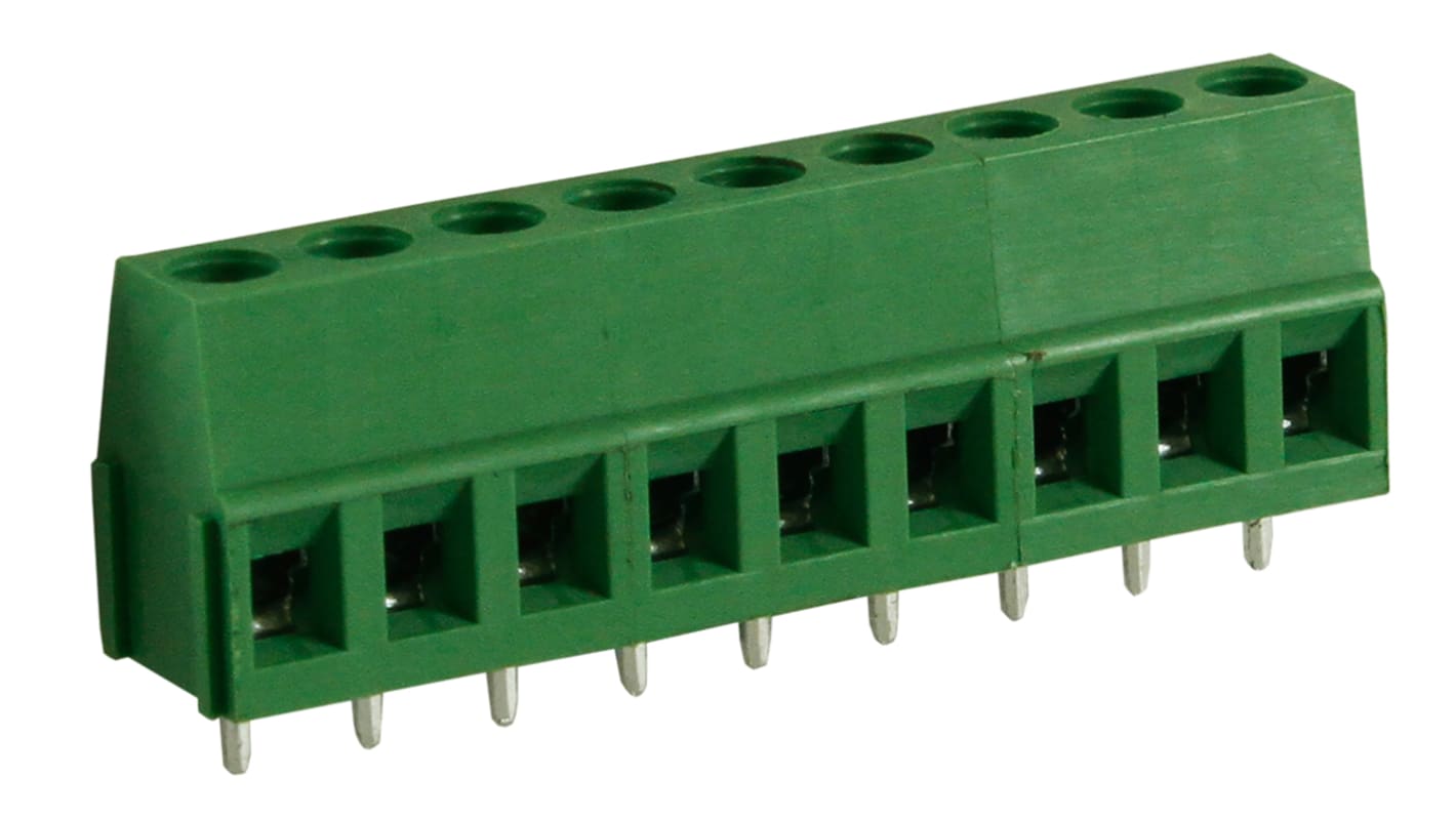 Morsettiera per circuito stampato RS PRO Maschio a 9 vie, 1 fila, passo 5mm, Montaggio con foro passante