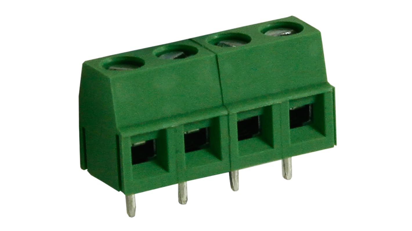 RS PRO PCB Terminal Block, 4-Contact, 5mm Pitch, Through Hole Mount, 1-Row, Screw Termination