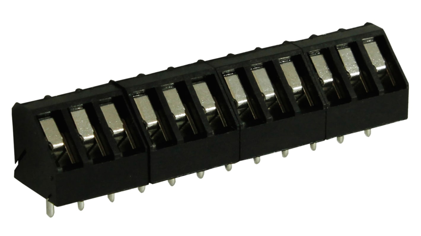 Borne para PCB Macho RS PRO de 12 vías , paso 5mm, 15A, de color Negro, montaje Montaje en orificio pasante,