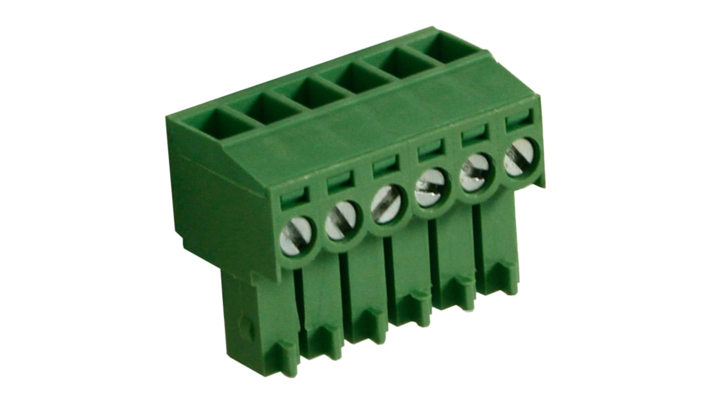 RS PRO 3.5mm Pitch 6 Way Right Angle Pluggable Terminal Block, Plug, Through Hole, Screw Termination