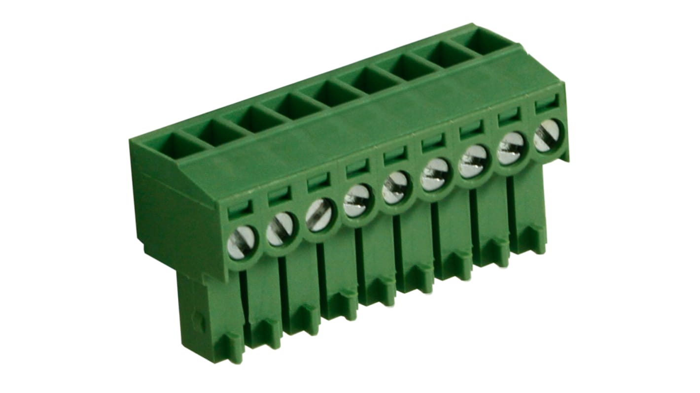 RS PRO, 3.5mm Pitch, 9 Way, Right Angle, Pluggable Terminal Block, Plug, Through Hole, Screw Termination