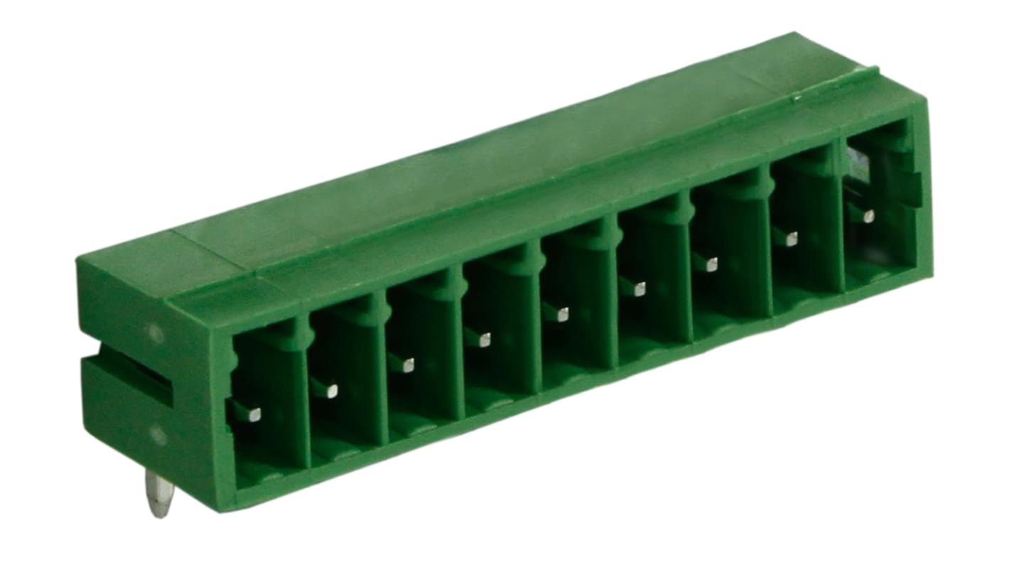 RS PRO, 3.5mm Pitch, 9 Way, Right Angle, Pluggable Terminal Block, Header, Through Hole, Solder Termination