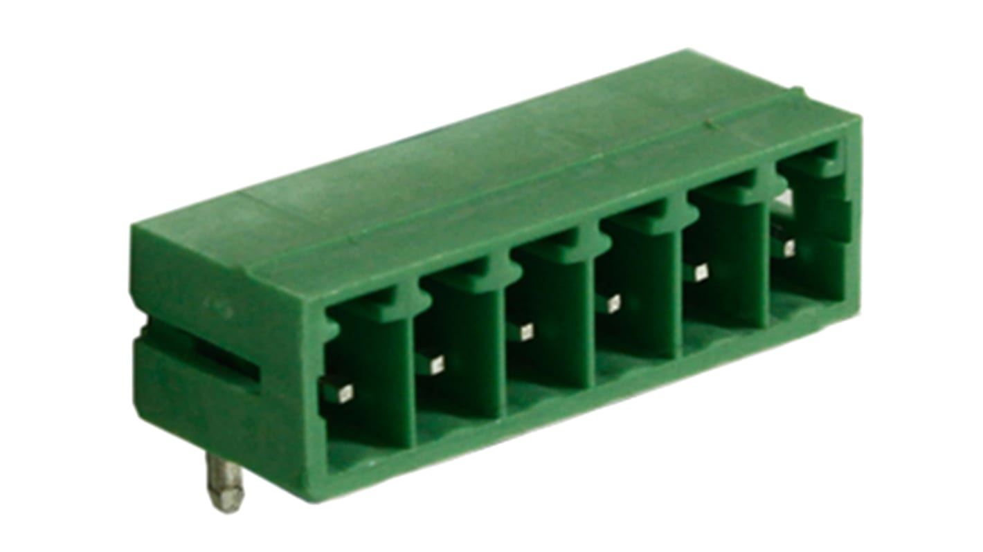 RS PRO, 3.81mm Pitch, 6 Way, Right Angle, Pluggable Terminal Block, Header, Through Hole, Solder Termination
