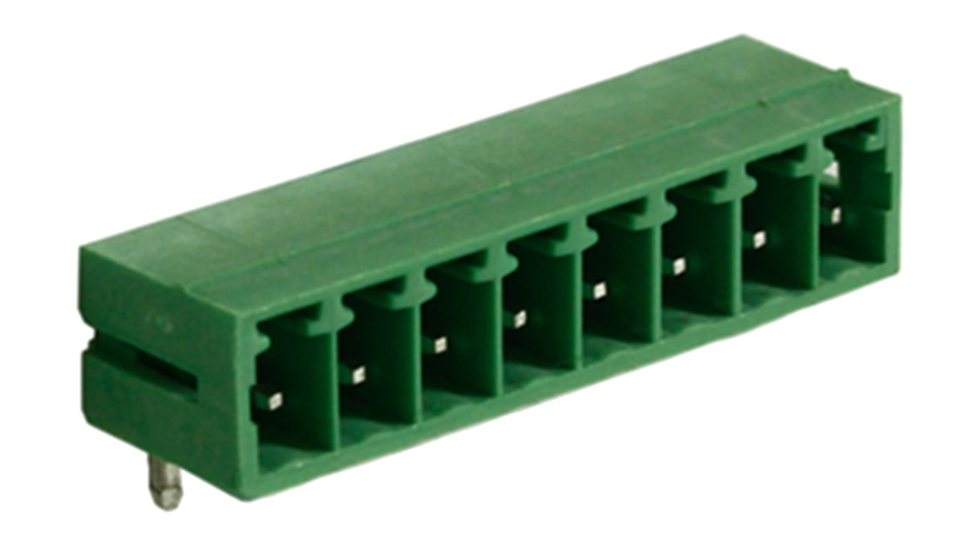 RS PRO, 3.81mm Pitch, 8 Way, Right Angle, Pluggable Terminal Block, Header, Through Hole, Solder Termination