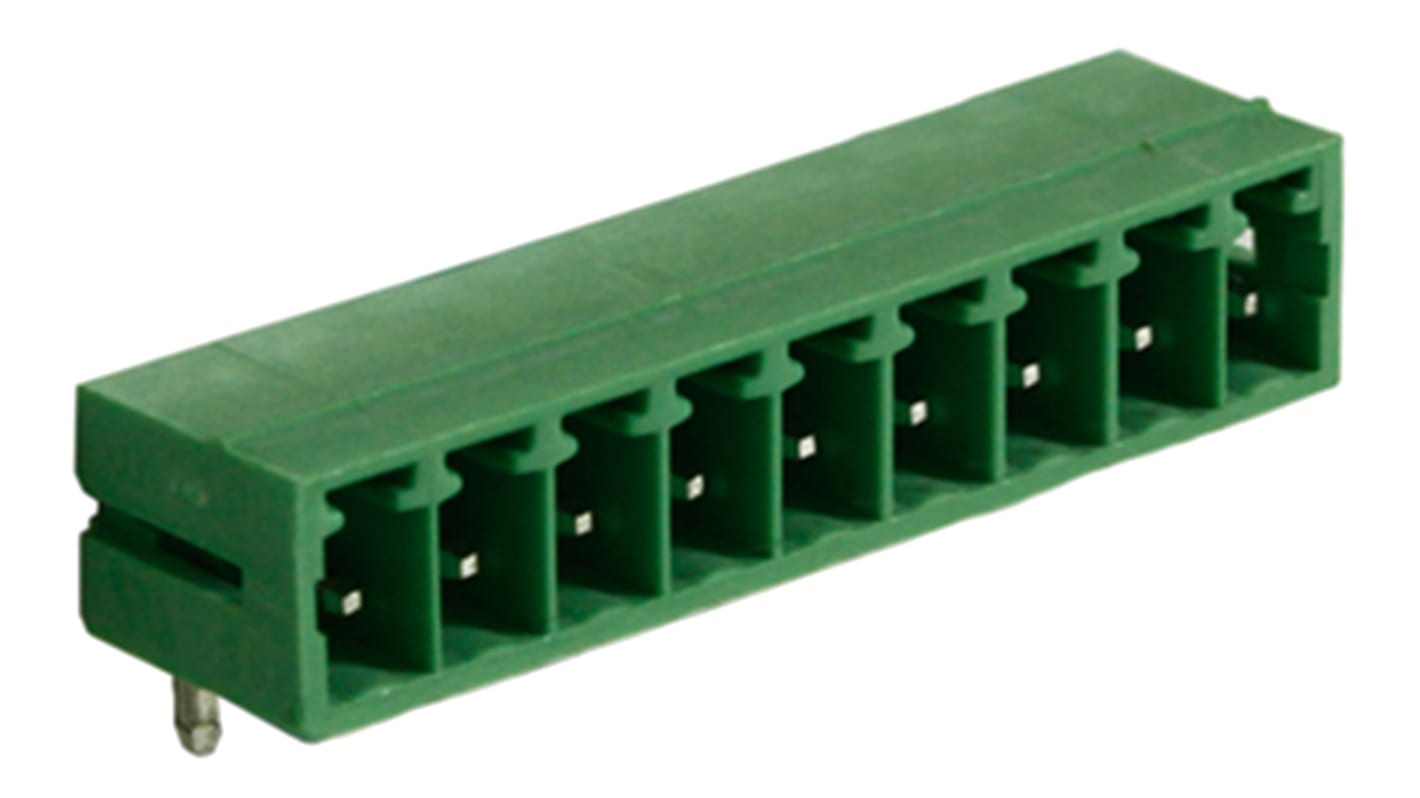 RS PRO, 3.81mm Pitch, 9 Way, Right Angle, Pluggable Terminal Block, Header, Through Hole, Solder Termination
