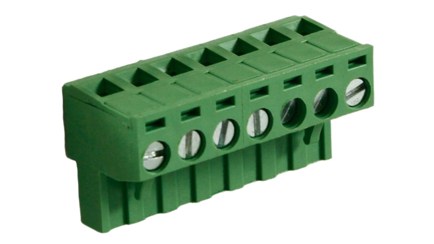 RS PRO, 5mm Pitch, 7 Way, Right Angle, Pluggable Terminal Block, Plug, Through Hole, Screw Termination