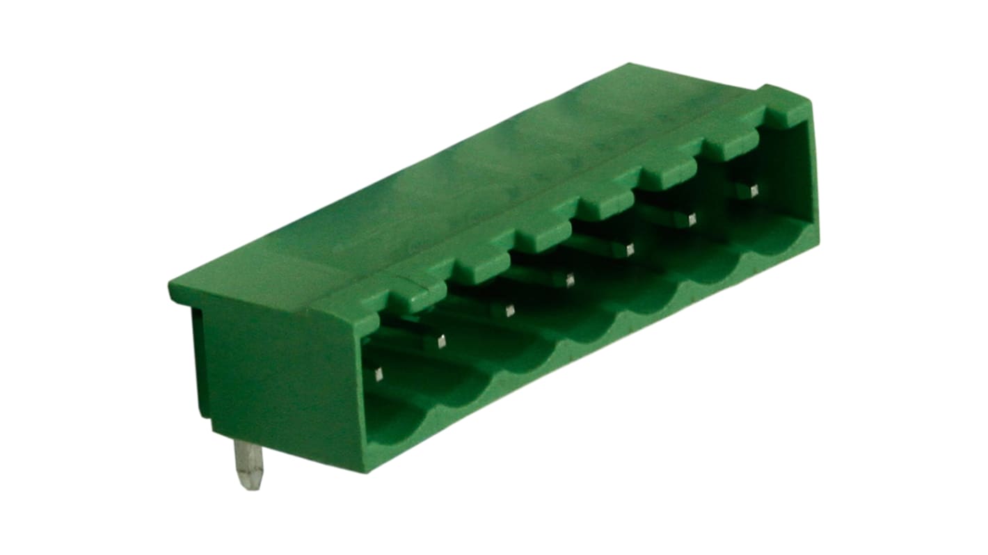 Bloque de terminal PCB Ángulo de 90° RS PRO de 7 vías, 1 fila, paso 5.08mm, para soldar, Orificio Pasante