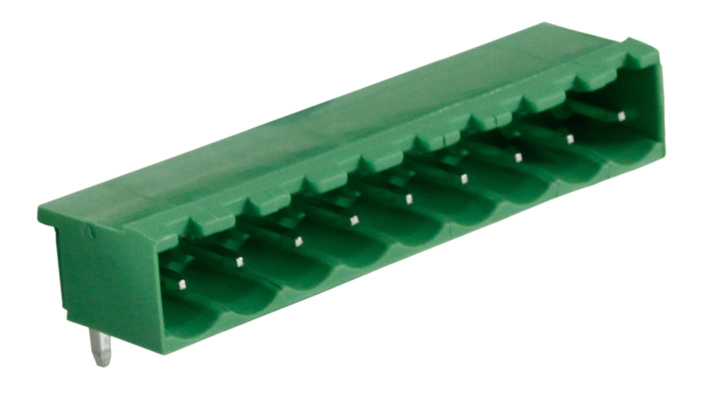 RS PRO, 5.08mm Pitch, 9 Way, Right Angle, Pluggable Terminal Block, Header, Through Hole, Solder Termination