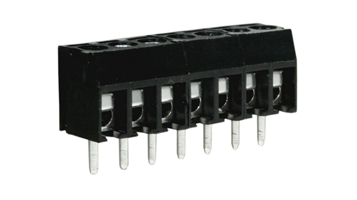 Borne para PCB Macho RS PRO de 7 vías , paso 3.5mm, 6A, de color Negro, montaje Montaje en orificio pasante,