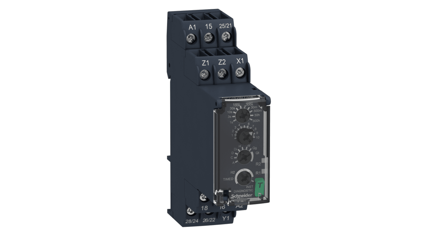 Schneider Electric Harmony Time Series DIN Rail Mount Timer Relay, 24 → 240V ac/dc, 2-Contact, 0.05 → 1s,