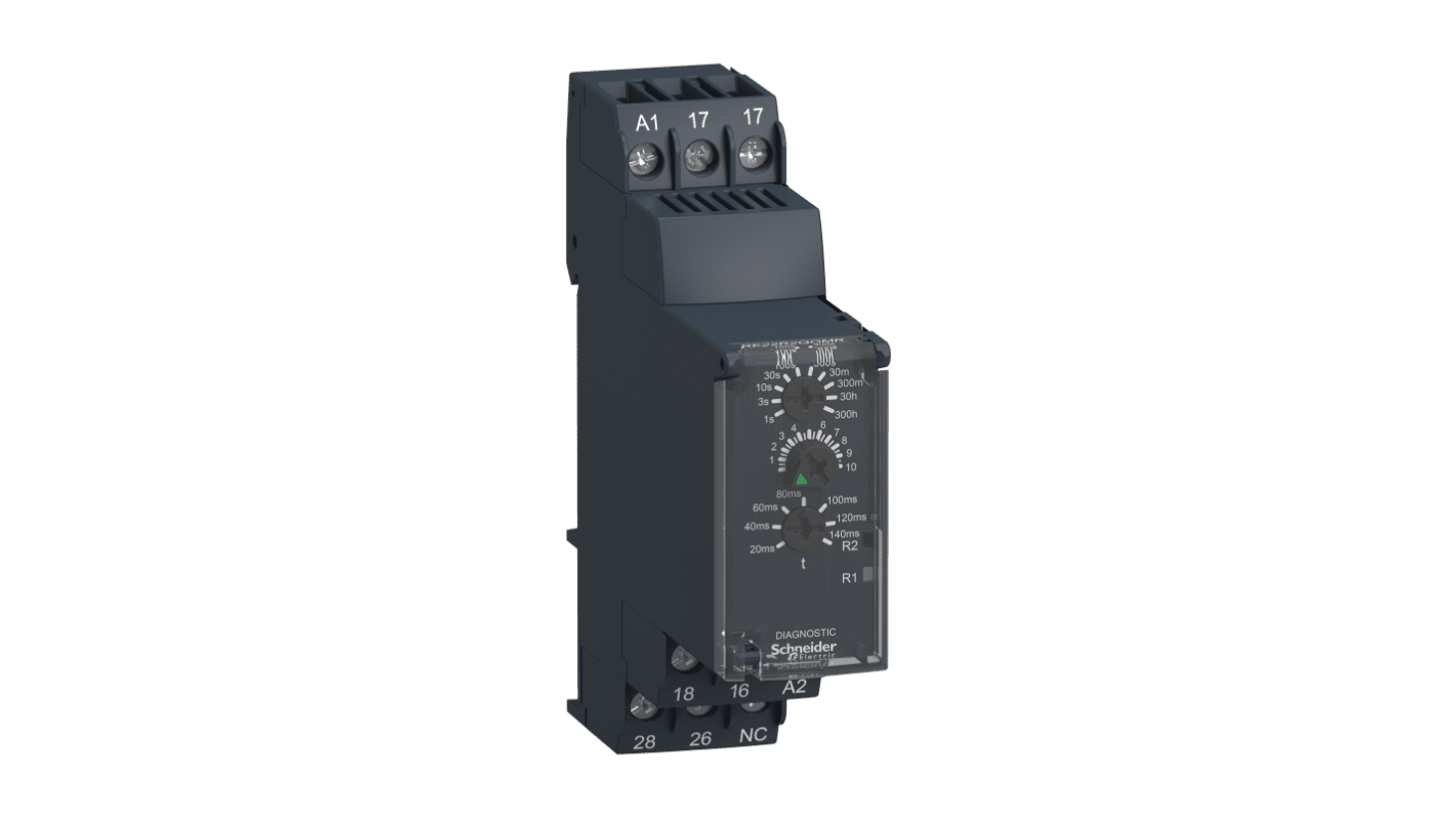 Schneider Electric Harmony Time Series DIN Rail Mount Timer Relay, 24 → 240V ac/dc, 2-Contact, 0.05 → 1s,