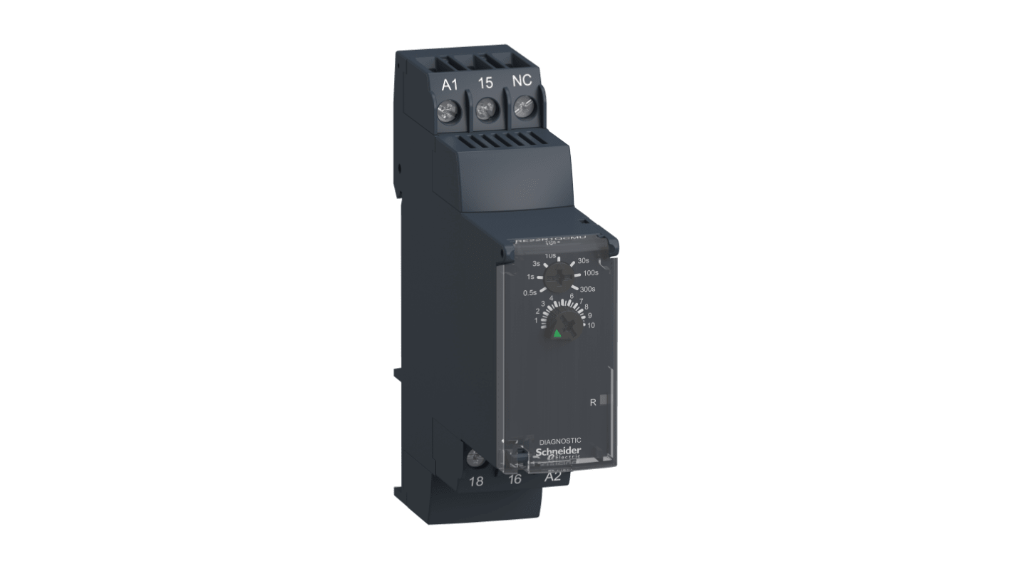 Schneider Electric Harmony Time Series DIN Rail Mount Timer Relay, 24 → 240V ac/dc, 1-Contact, 0.05 →
