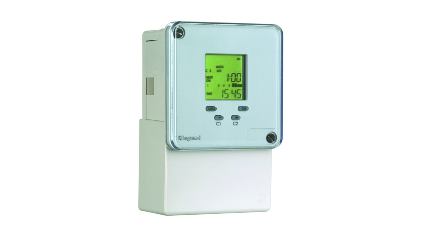 Legrand 数字定时开关, 单通道, 230 V电源, 表面安装端接, 单刀双掷, 可设天，小时