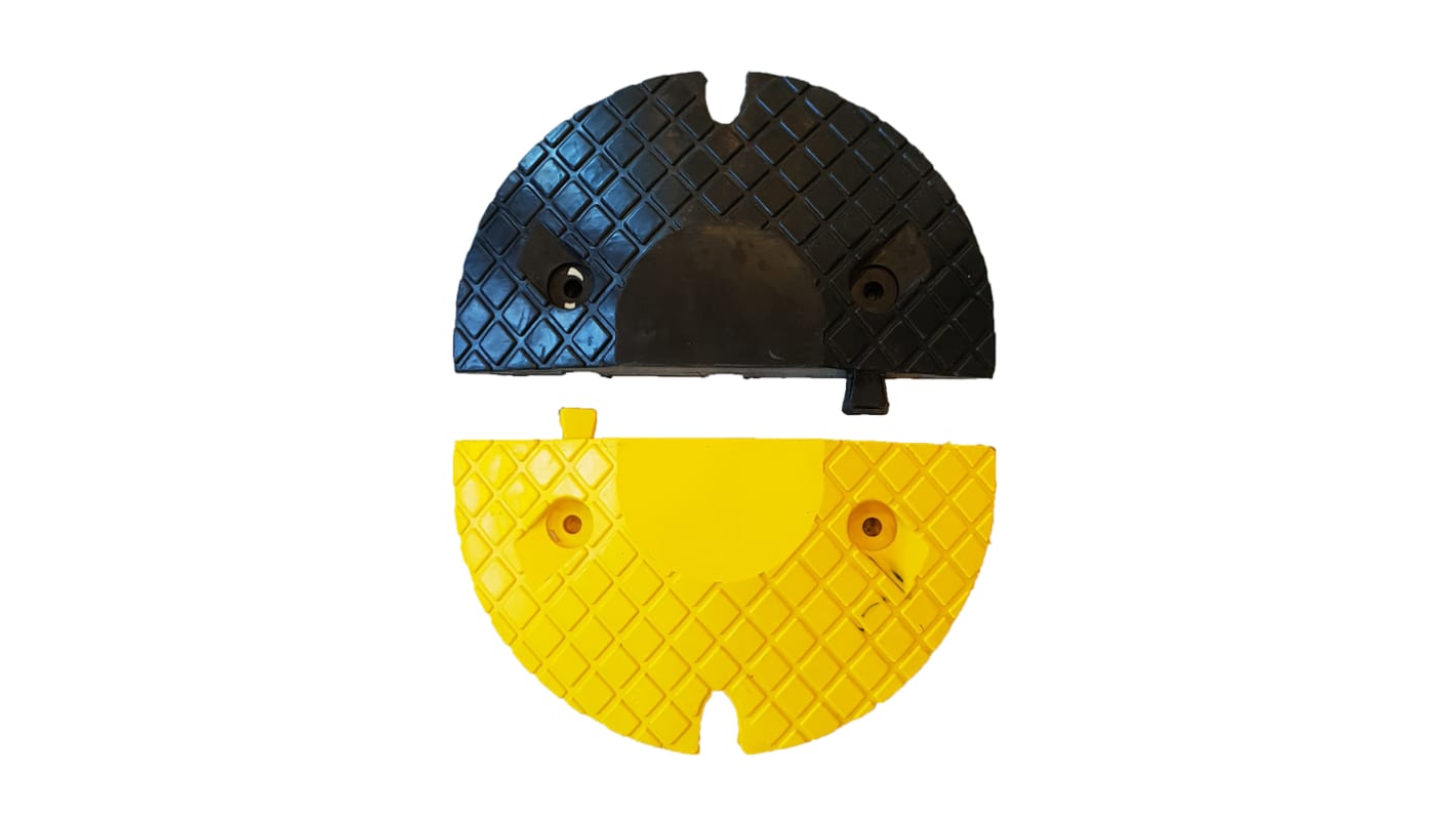 Cappuccio terminale per dissuasore di velocità  Nero/Giallo in Gomma RS PRO, L. 400mm, Ø cavi 27mm , ad alta visibilità
