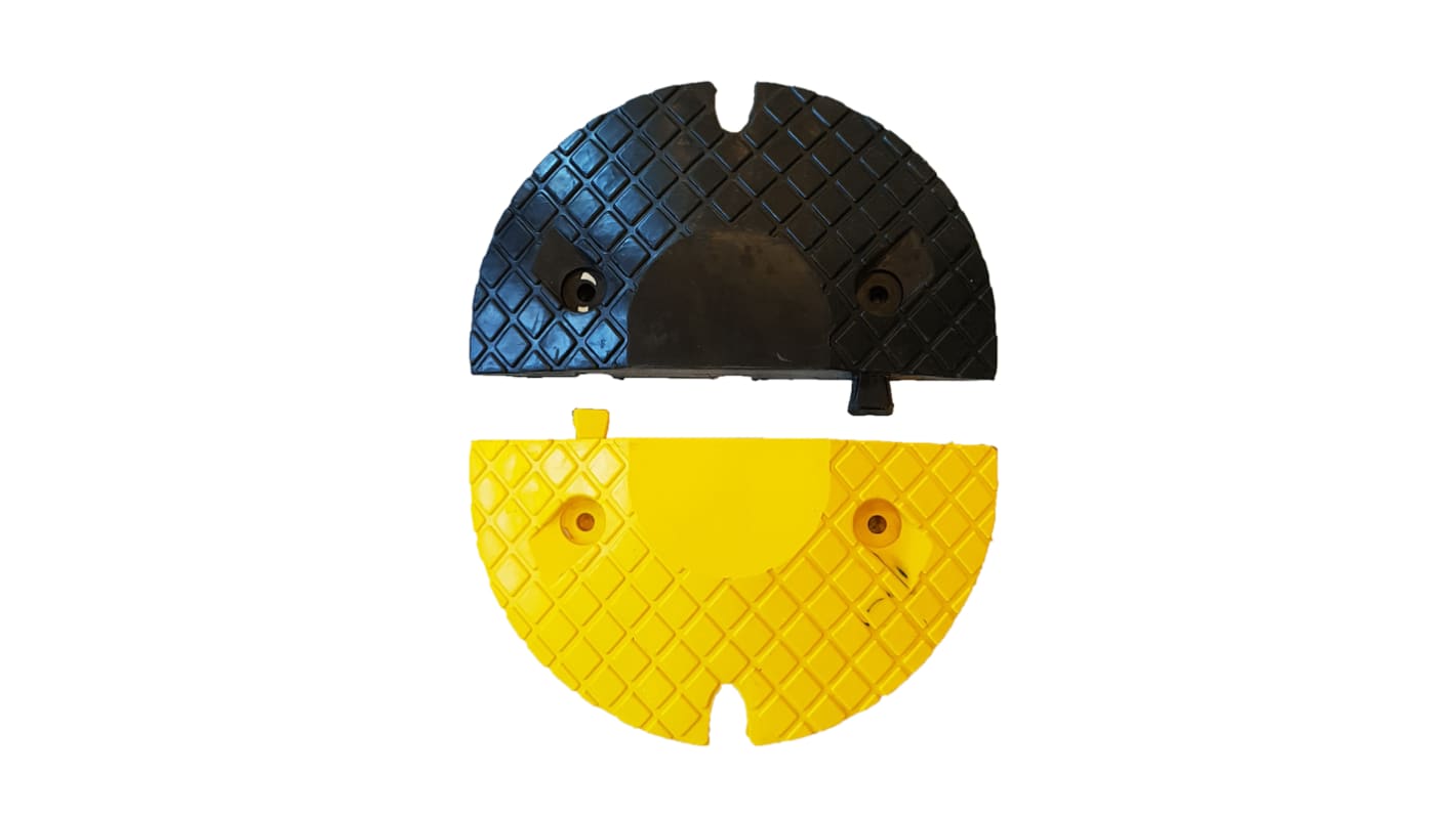 RS PRO Gummi Bodenschwellen-Endkappe Schwarz, Gelb, 50 mm x 200 mm x 350mm