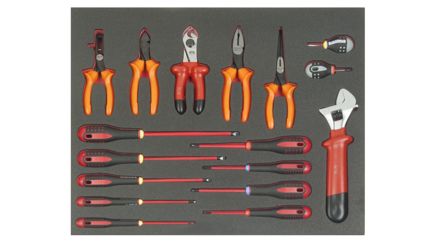 Bahco 17 Piece Maintenance Tool Kit with Foam Inlay, VDE Approved