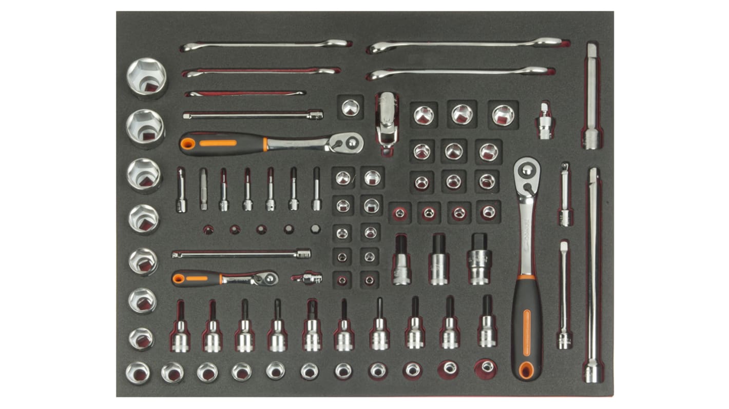 Bahco 83-Piece Metric 1/2 in; 1/4 in; 3/8 in Standard Socket/Spanner/Bit Set with Ratchet, 6 point
