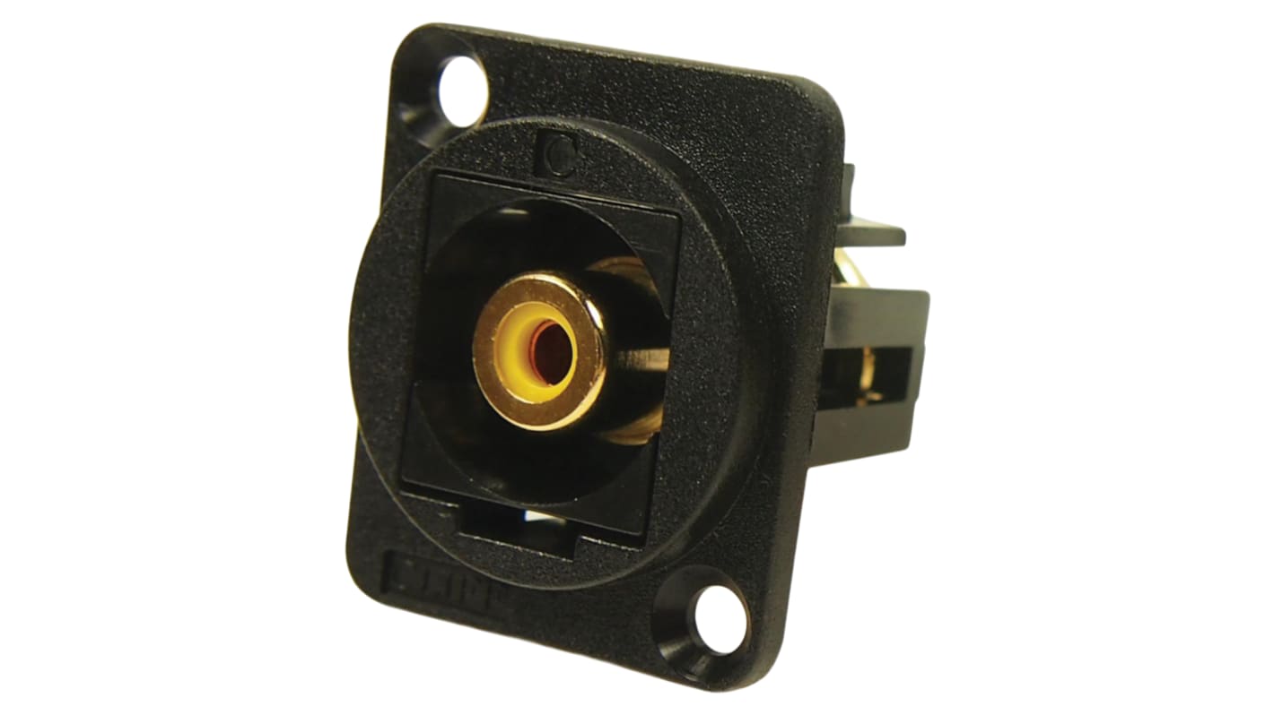 RS PRO Black Panel Mount RCA Socket