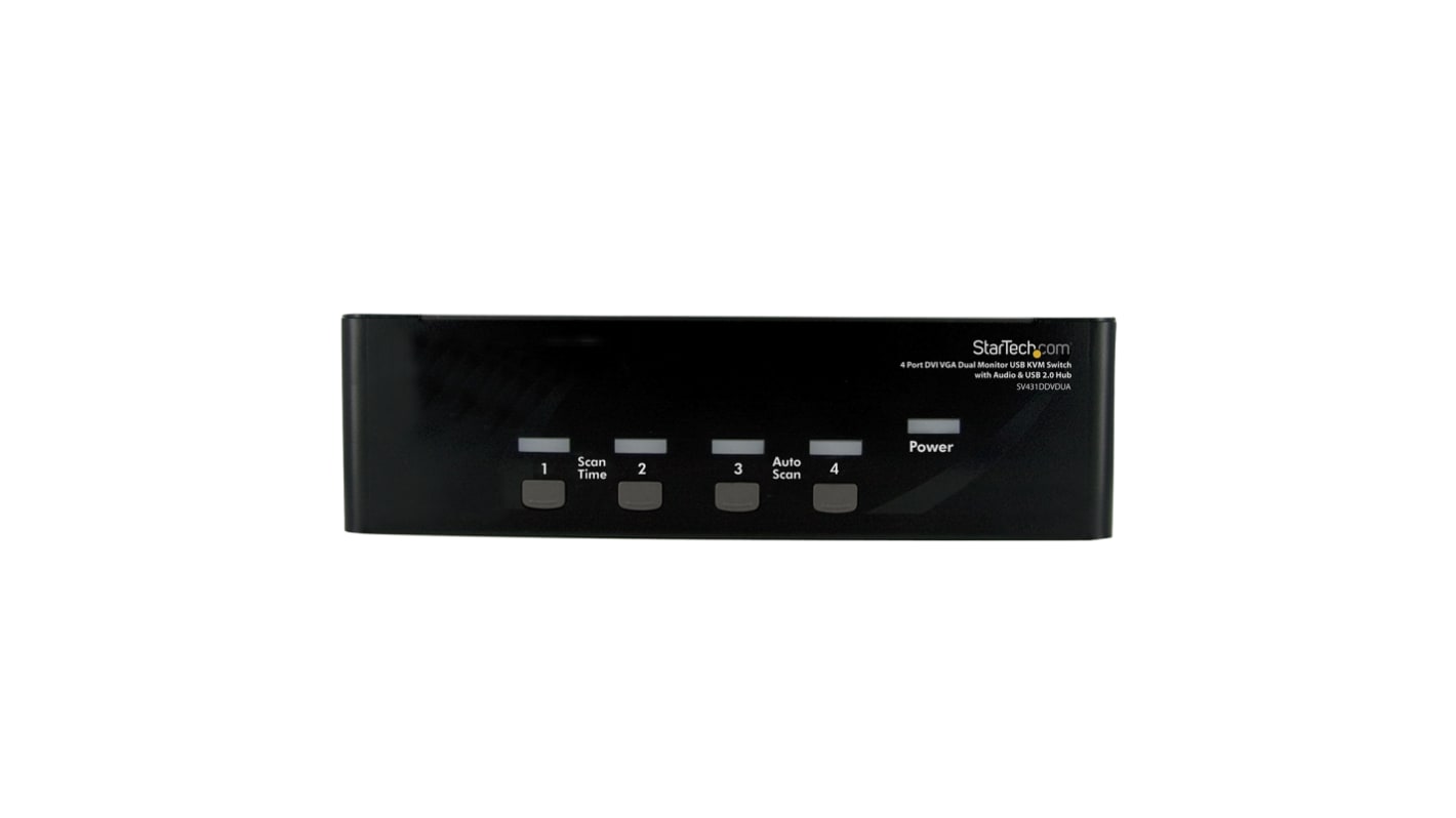 SV431DDVDUA StarTech 4 Port Dual Monitor USB DVI KVM Switch 3.5 mm Stereo 1920 x 1440 Maximum Resolution RS