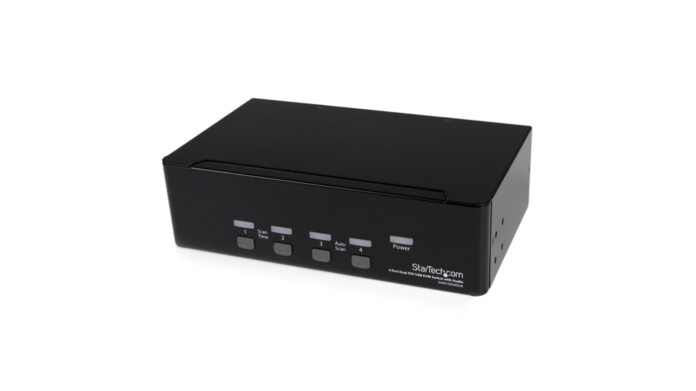 StarTech.com 4 Port Dual Monitor USB DVI KVM Switch, 3.5 mm Stereo 1920 x 1200 Maximum Resolution