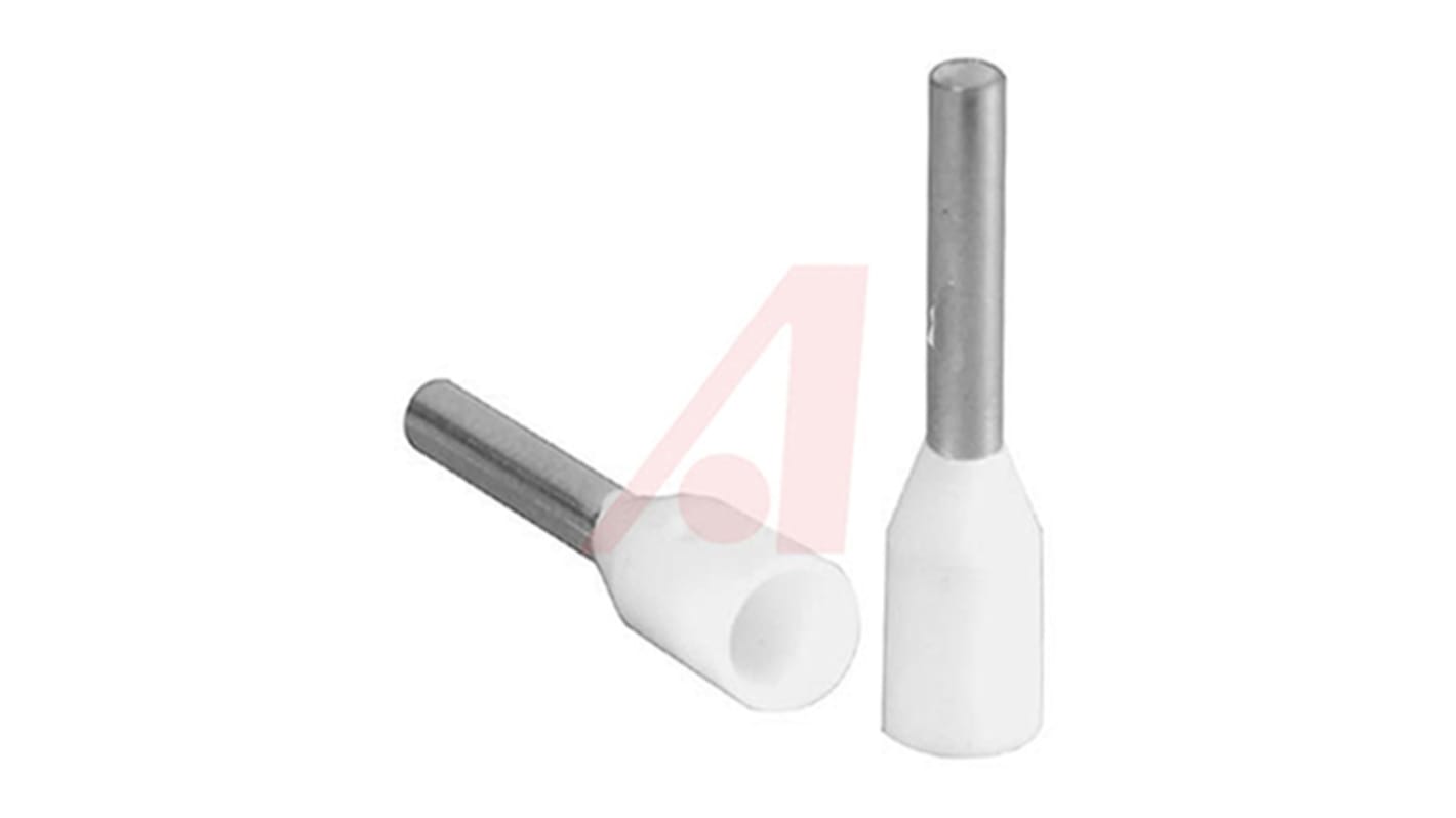 Altech Insulated Crimp Bootlace Ferrule, 8mm Pin Length, 1.5mm Pin Diameter, 0.75mm² Wire Size, White