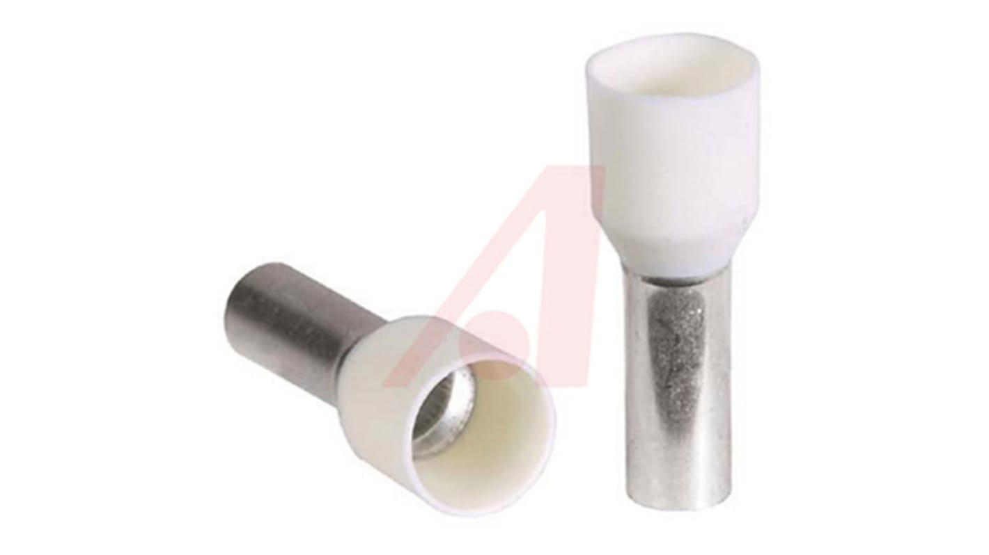 Altech Insulated Crimp Bootlace Ferrule, 12mm Pin Length, 4.9mm Pin Diameter, 10mm² Wire Size, White