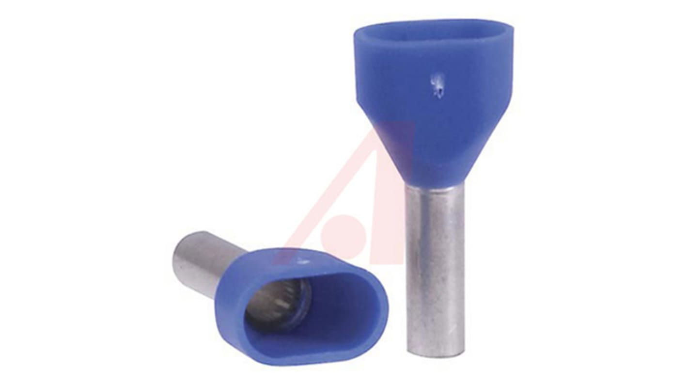 Altech Insulated Crimp Bootlace Ferrule, 9.9mm Pin Length, 3.3mm Pin Diameter, 2 x 2.5mm² Wire Size, Blue