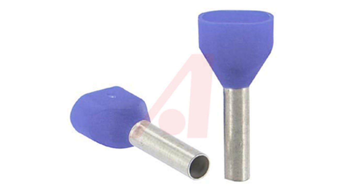 Altech Insulated Crimp Bootlace Ferrule, 12mm Pin Length, 3.3mm Pin Diameter, 2 x 2.5mm² Wire Size, Blue