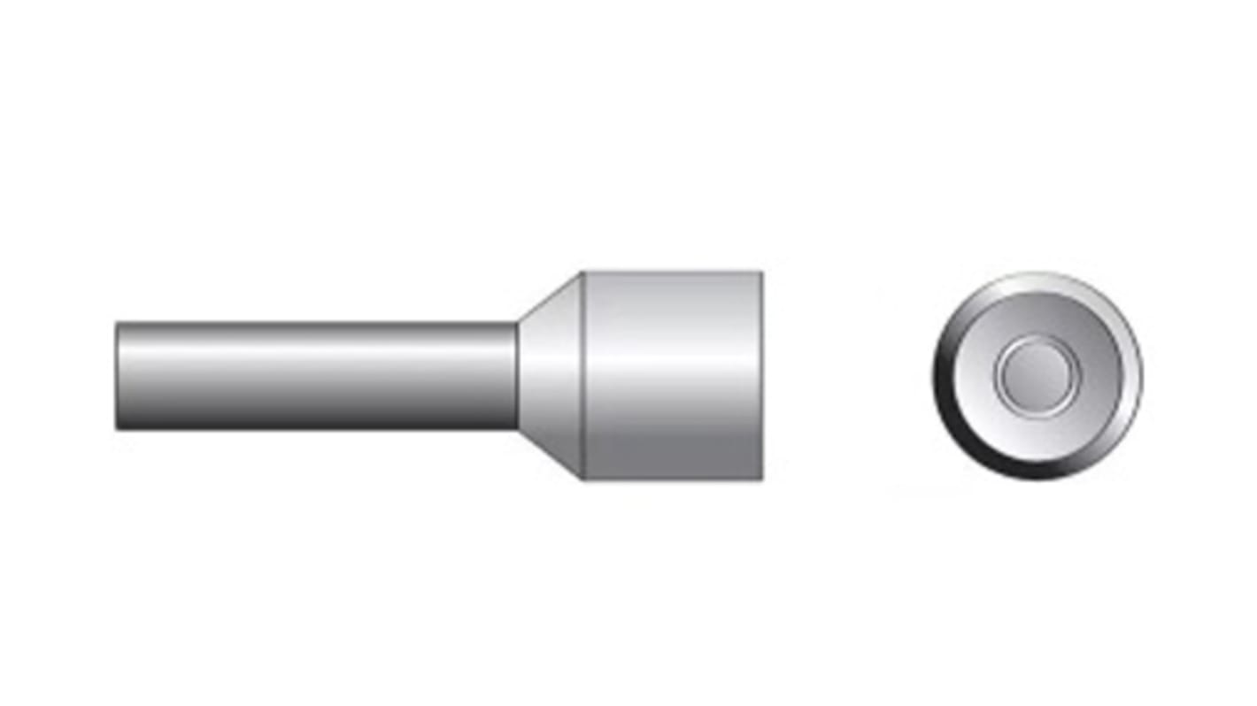 Altech Insulated Crimp Bootlace Ferrule, 8mm Pin Length, 1.5mm Pin Diameter, 0.75mm² Wire Size, Grey