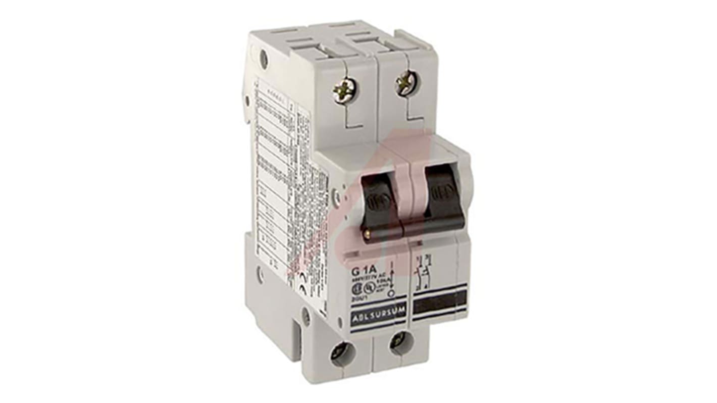 Altech Thermal Circuit Breaker - V-EA 2 Pole 480Y/277V Voltage Rating DIN Rail Mount, 1A Current Rating