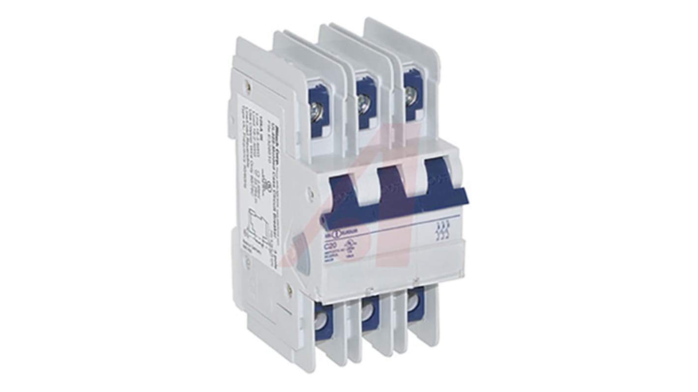 Altech Thermal Circuit Breaker - UL 3 Pole 480Y/277V Voltage Rating DIN Rail Mount, 20A Current Rating