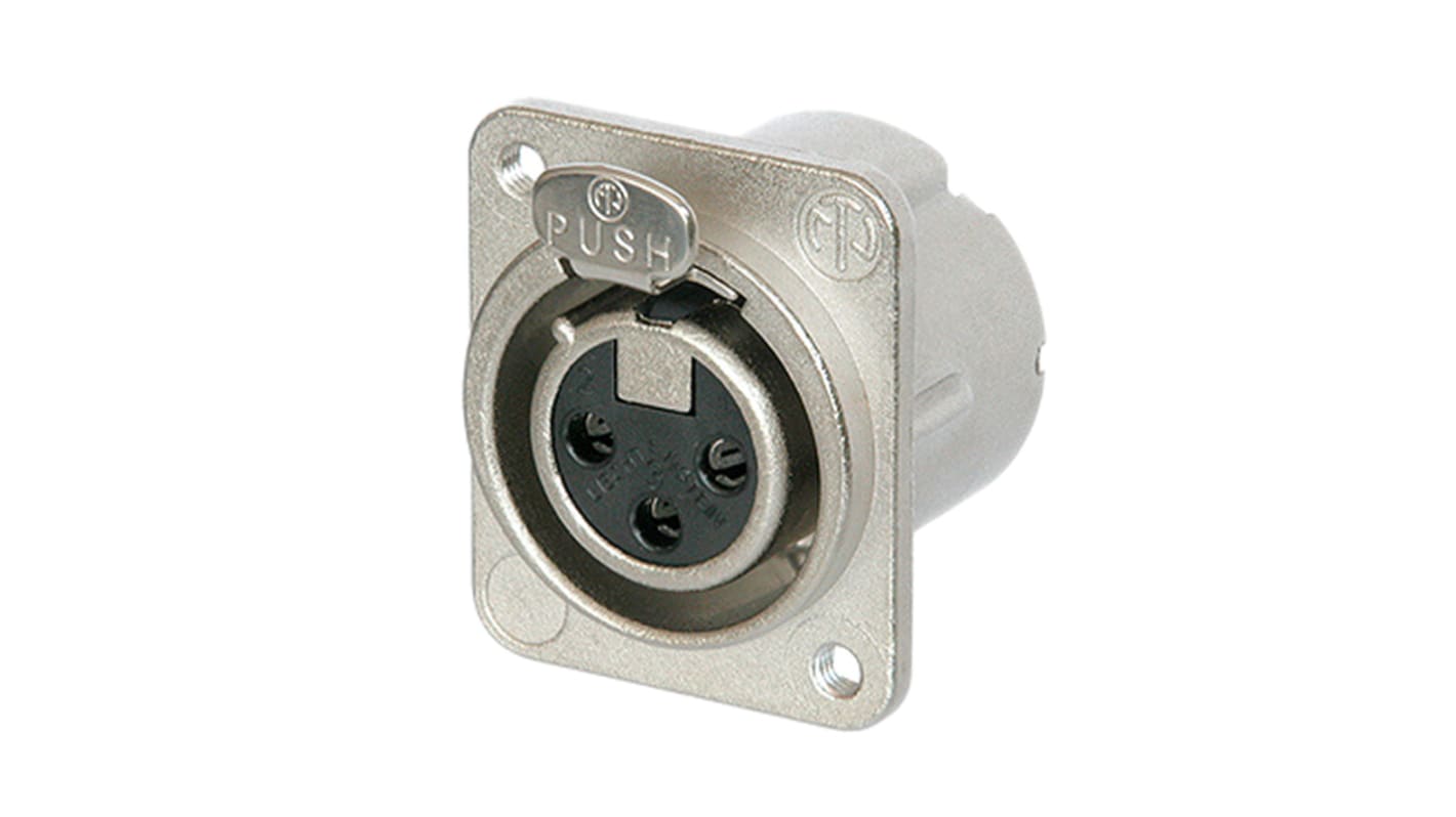 Neutrik Chassis Mount XLR Connector, Female, <50 V, 3 Way, Silver over Nickel Plating